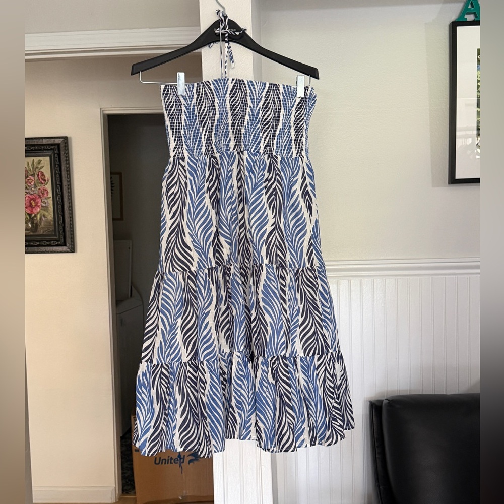 NWT Tory Richard Navy Wave Joyce convertible Skirt/Strapless dress SZ LG